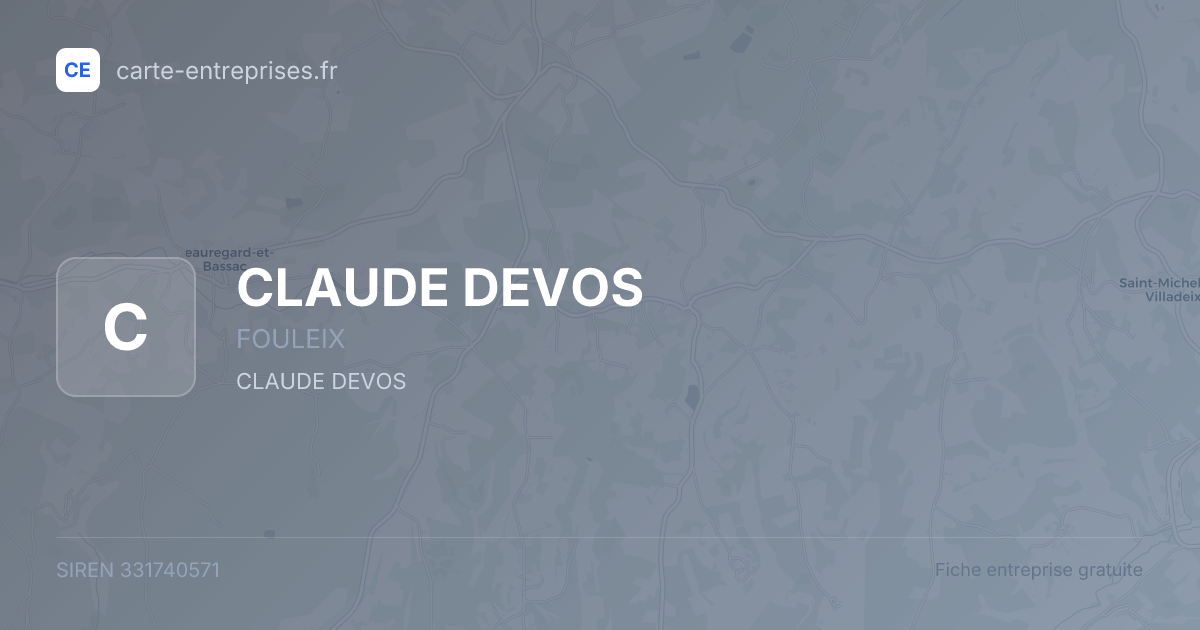 CLAUDE DEVOS — 331740571 — fiche entreprise