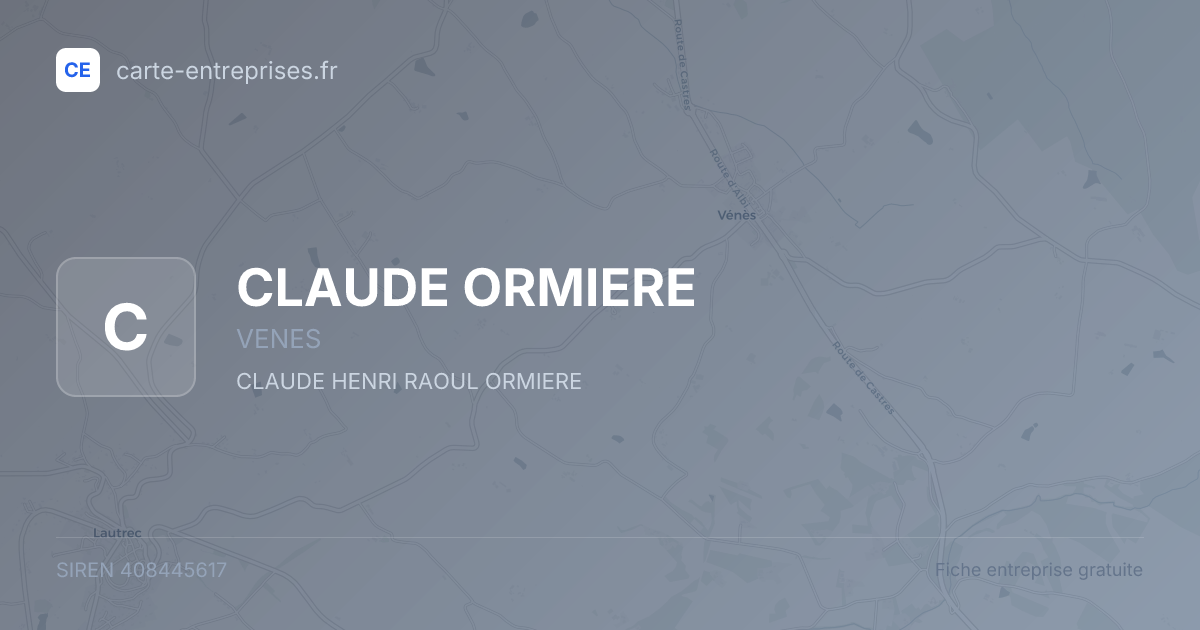 CLAUDE ORMIERE — 408445617 — fiche entreprise