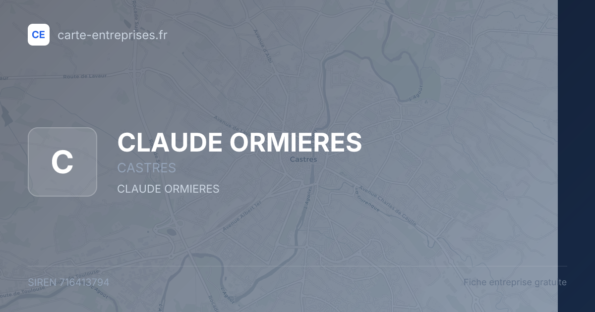 CLAUDE ORMIERES — 716413794 — fiche entreprise