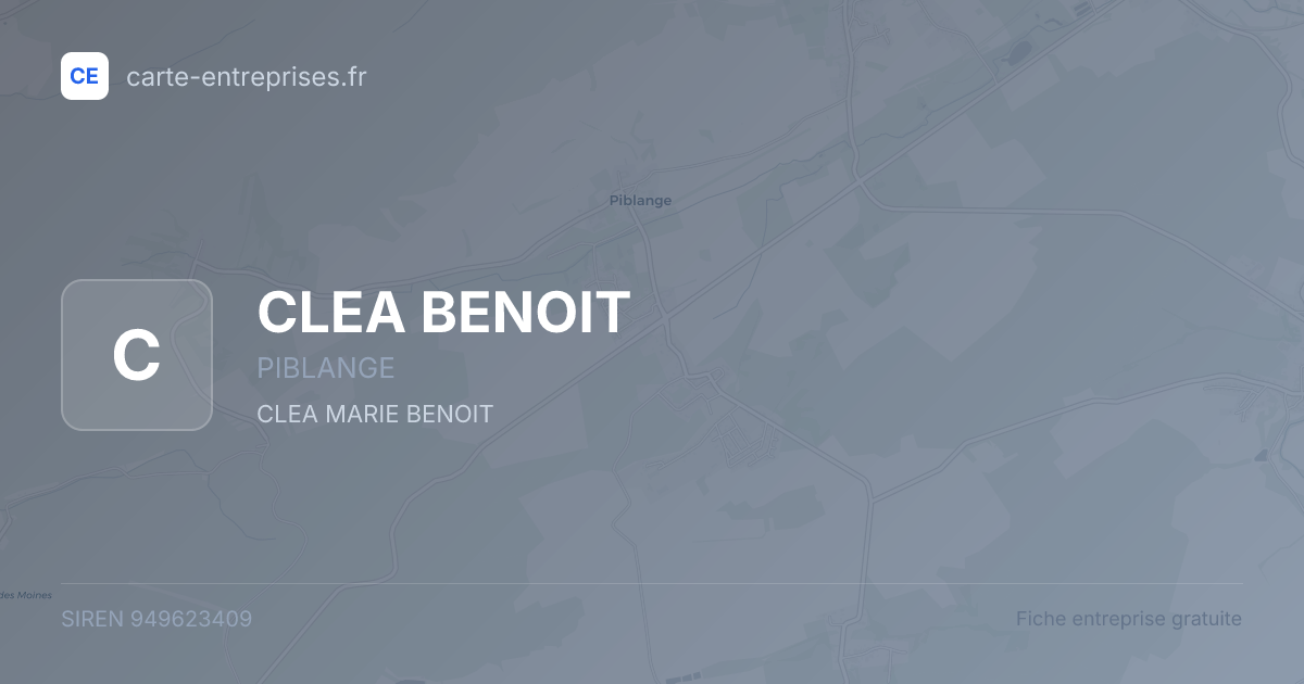 CLEA BENOIT — 949623409 — fiche entreprise