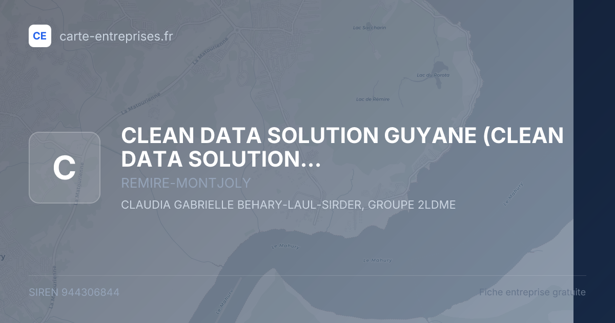 CLEAN DATA SOLUTION GUYANE — 944306844 — fiche entreprise