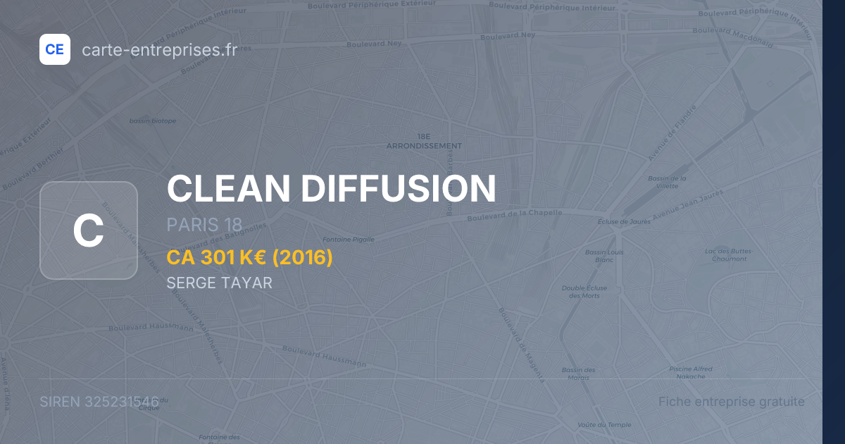 CLEAN DIFFUSION — 325231546 — fiche entreprise