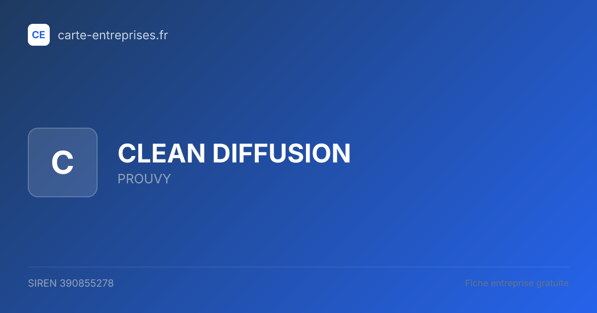 CLEAN DIFFUSION — 390855278 — fiche entreprise