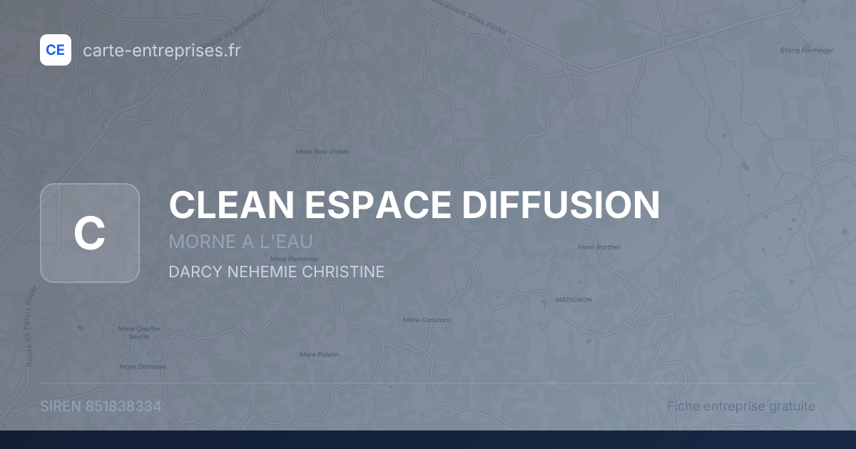 CLEAN ESPACE DIFFUSION — 851838334 — fiche entreprise