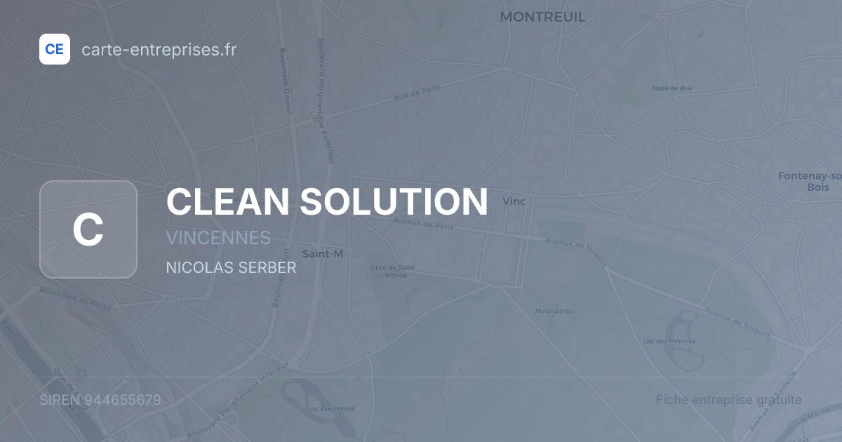 CLEAN SOLUTION — 944655679 — fiche entreprise