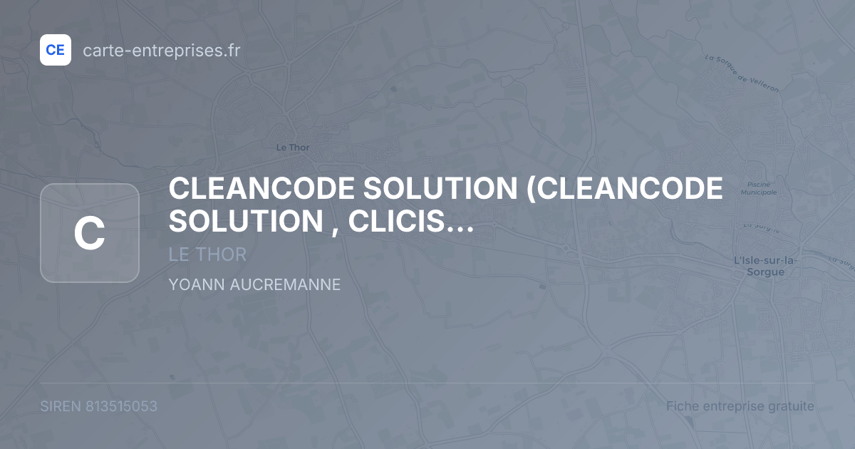 CLEANCODE SOLUTION (CLEANCODE SOLUTION , CLICISSIMMO) — 813515053 — fiche entreprise