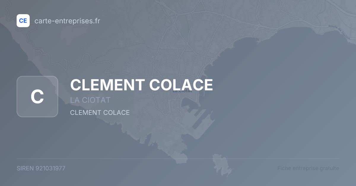 CLEMENT COLACE — 921031977 — fiche entreprise