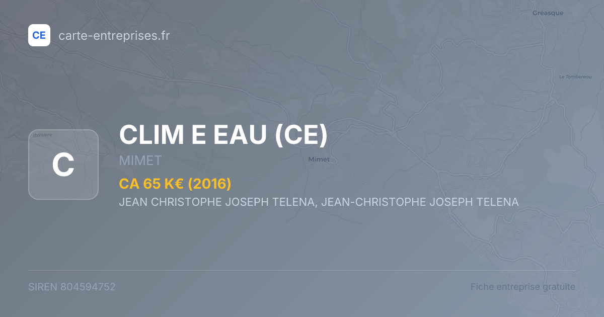 CLIM E EAU (CE) — 804594752 — fiche entreprise