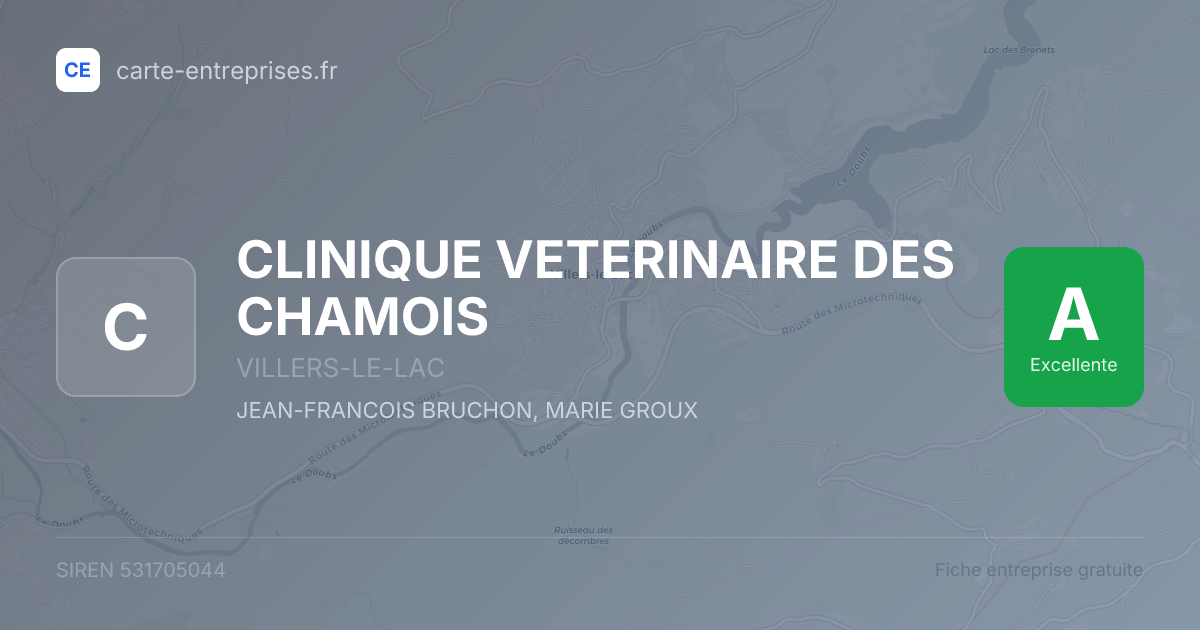 CLINIQUE VETERINAIRE DES CHAMOIS — 531705044 — fiche entreprise