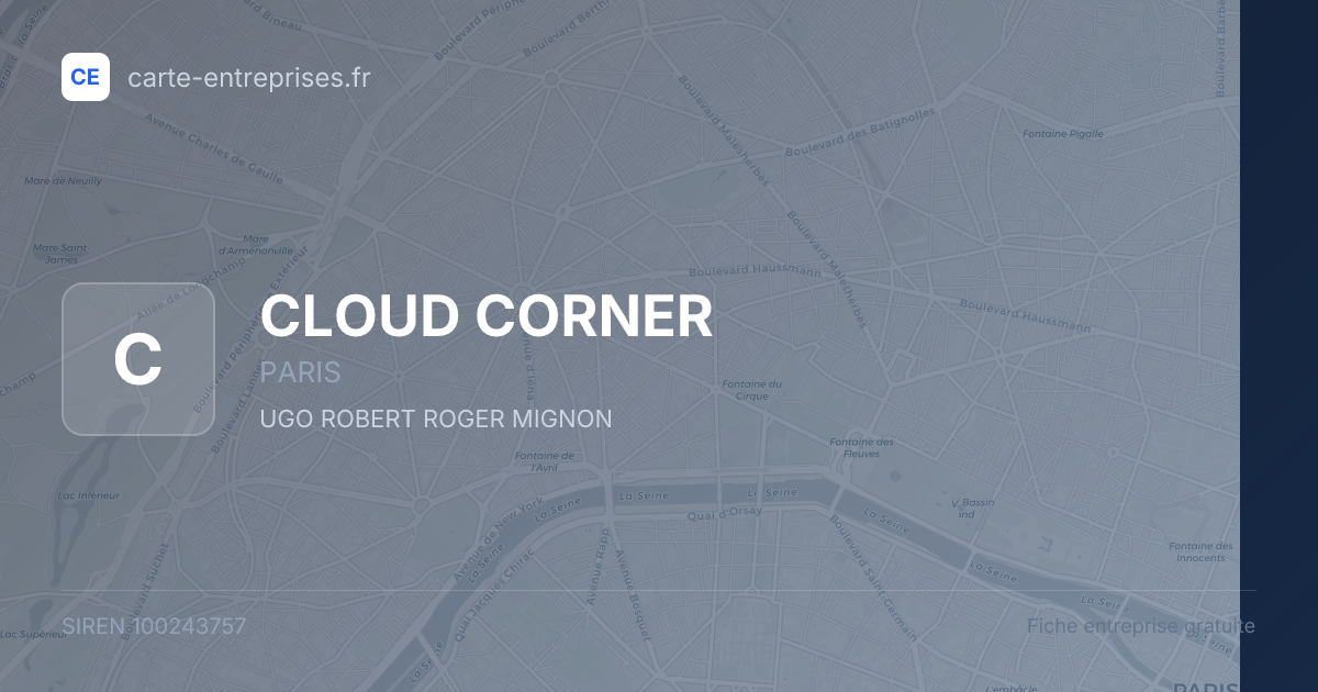 CLOUD CORNER — 100243757 — fiche entreprise
