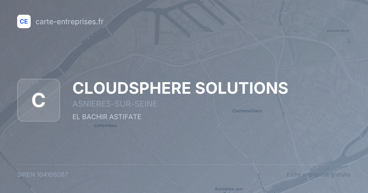 CLOUDSPHERE SOLUTIONS — 104166087 — fiche entreprise