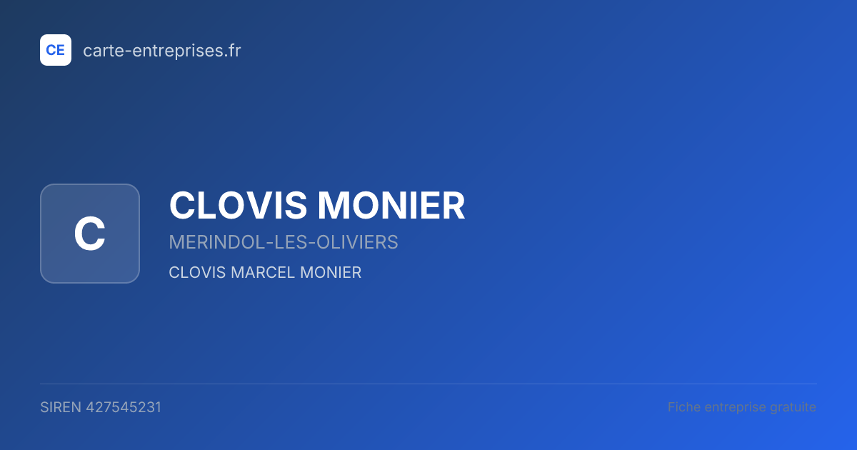 CLOVIS MONIER — 427545231 — fiche entreprise