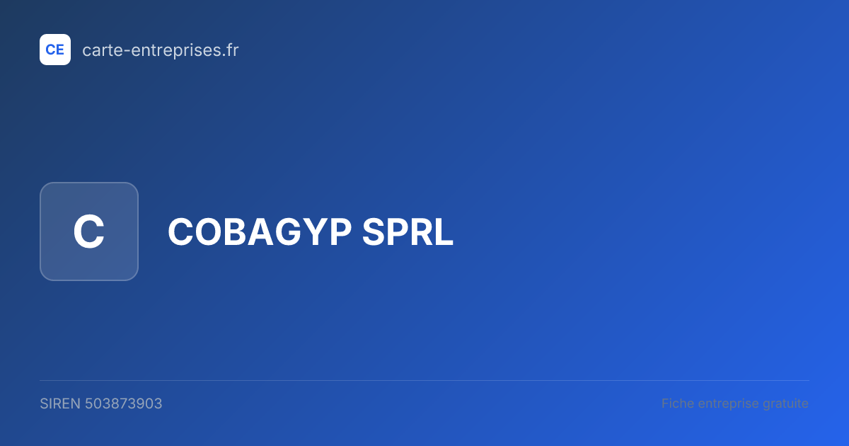 COBAGYP SPRL — 503873903 — fiche entreprise