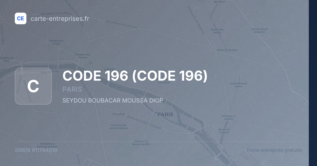 CODE 196 — 911744019 — fiche entreprise