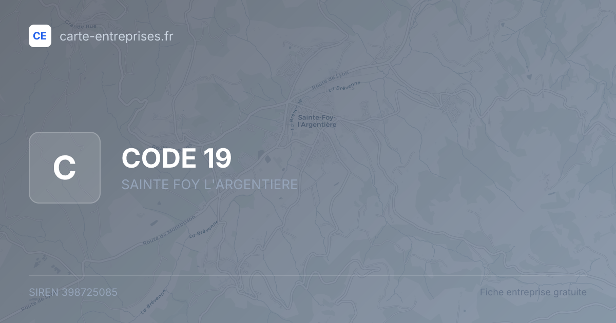 CODE 19 — 398725085 — fiche entreprise