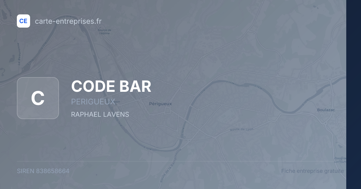 CODE BAR — 838658664 — fiche entreprise