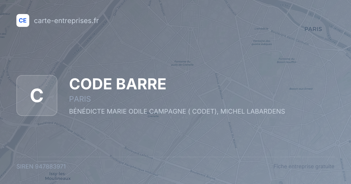 CODE BARRE — 947883971 — fiche entreprise