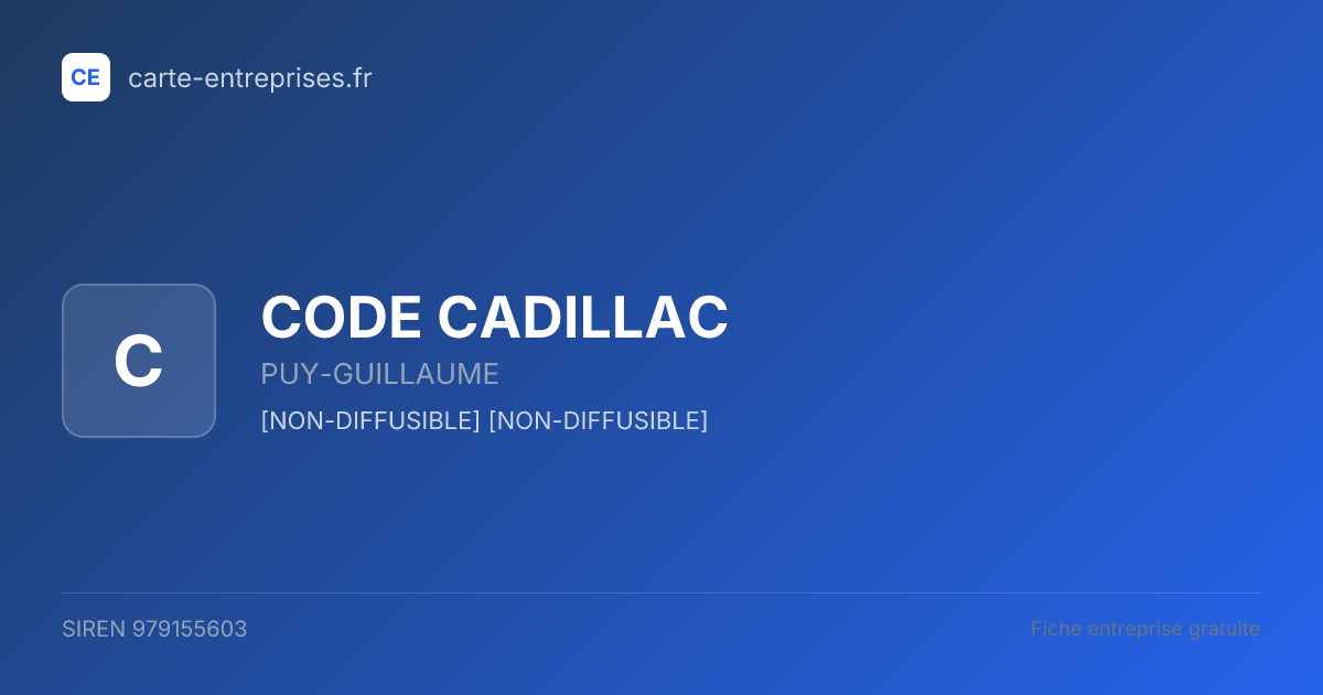 CODE CADILLAC — 979155603 — fiche entreprise