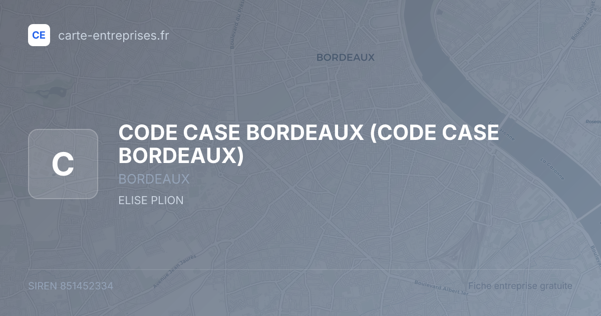CODE CASE BORDEAUX — 851452334 — fiche entreprise