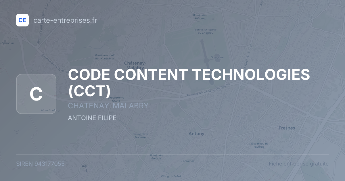 CODE CONTENT TECHNOLOGIES (CCT) — 943177055 — fiche entreprise
