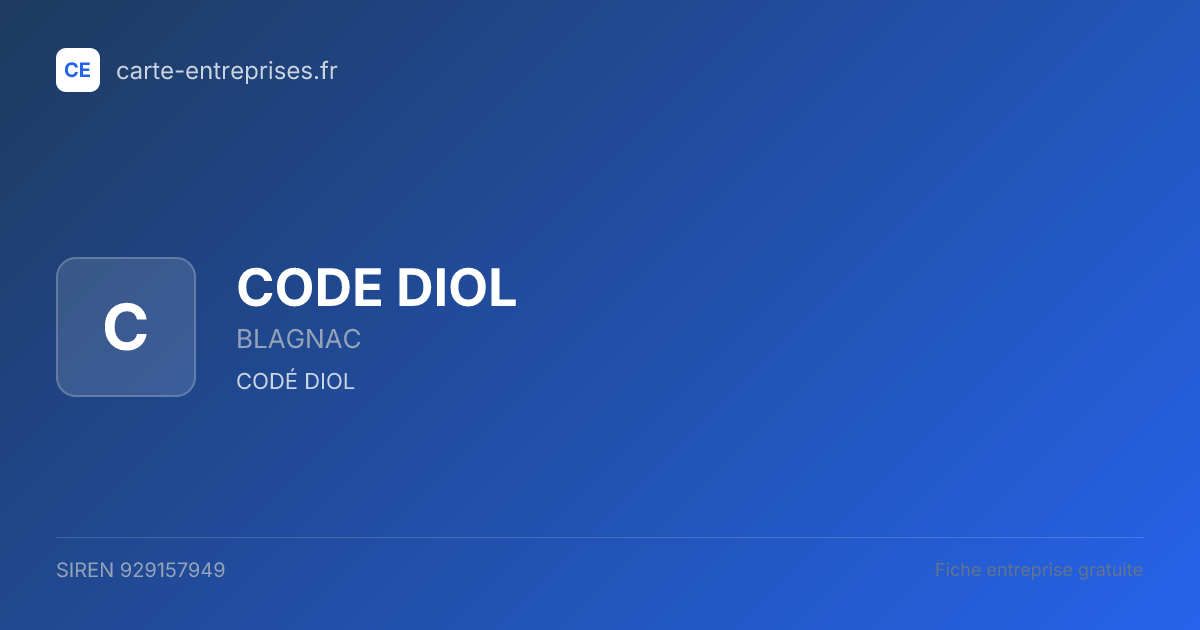 CODE DIOL — 929157949 — fiche entreprise
