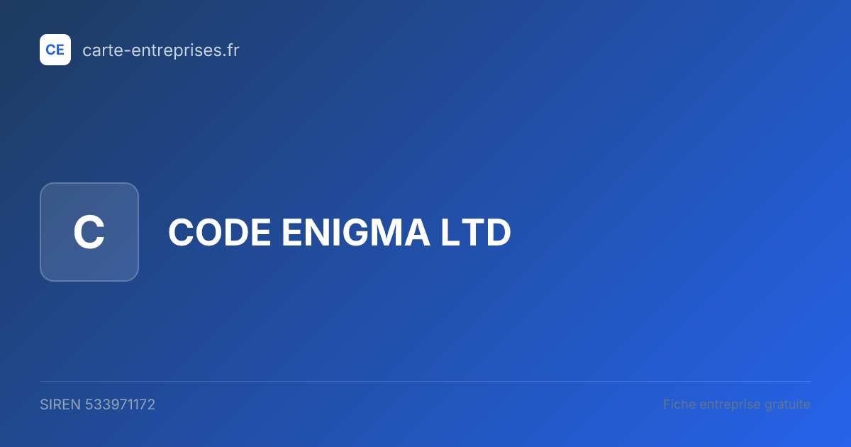 CODE ENIGMA LTD — 533971172 — fiche entreprise