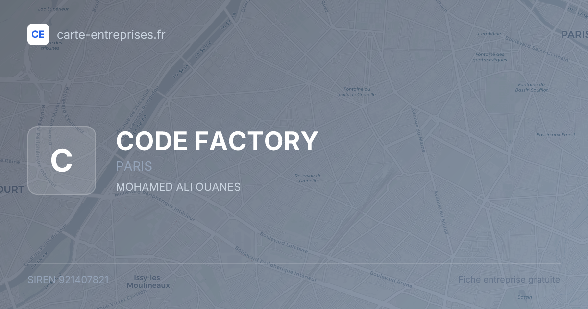CODE FACTORY — 921407821 — fiche entreprise