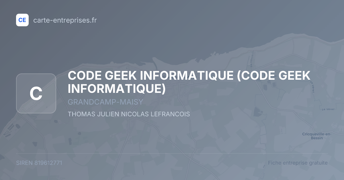 CODE GEEK INFORMATIQUE — 819612771 — fiche entreprise