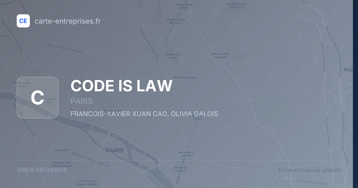 CODE IS LAW — 897488615 — fiche entreprise