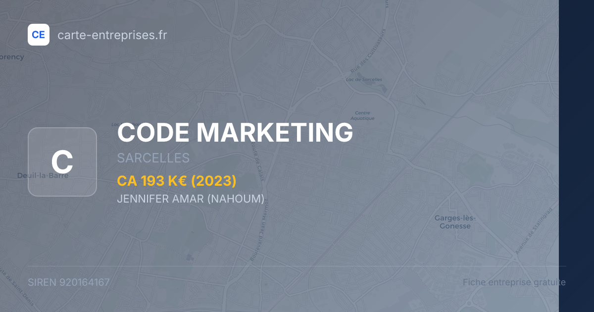 CODE MARKETING — 920164167 — fiche entreprise