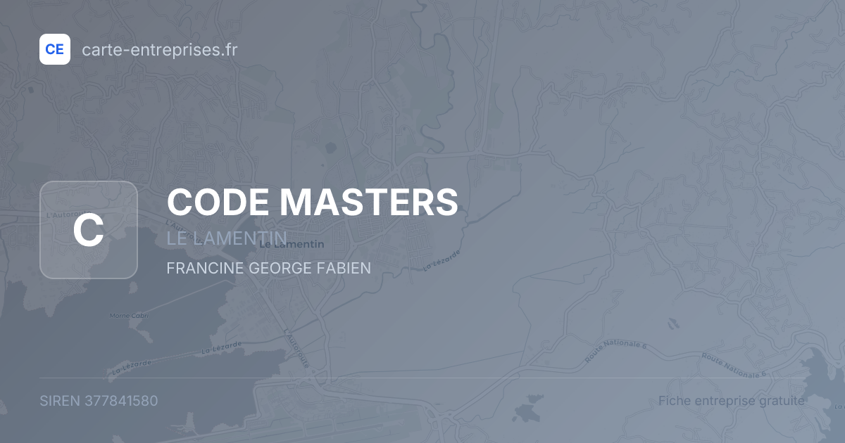 CODE MASTERS — 377841580 — fiche entreprise