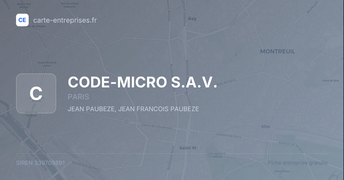 CODE-MICRO S.A.V. — 339709891 — fiche entreprise