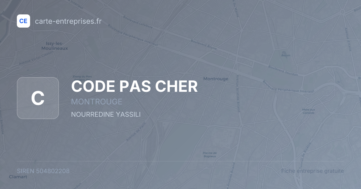 CODE PAS CHER — 504802208 — fiche entreprise