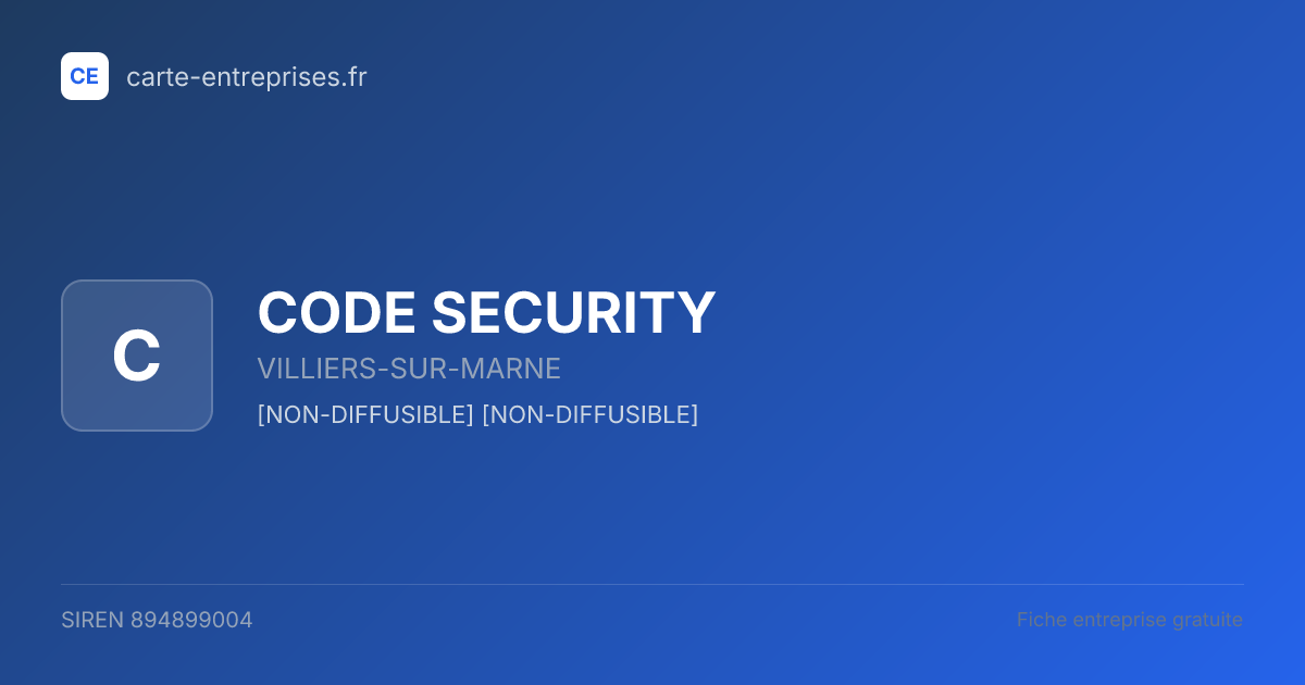 CODE SECURITY — 894899004 — fiche entreprise