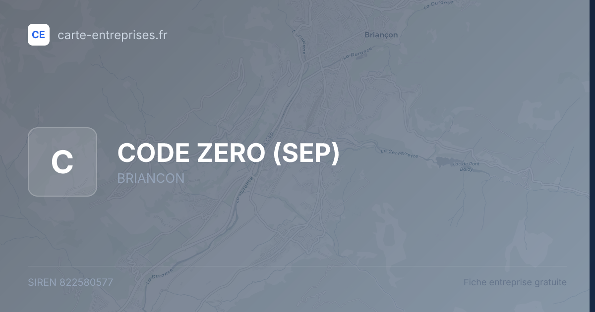 CODE ZERO (SEP) — 822580577 — fiche entreprise