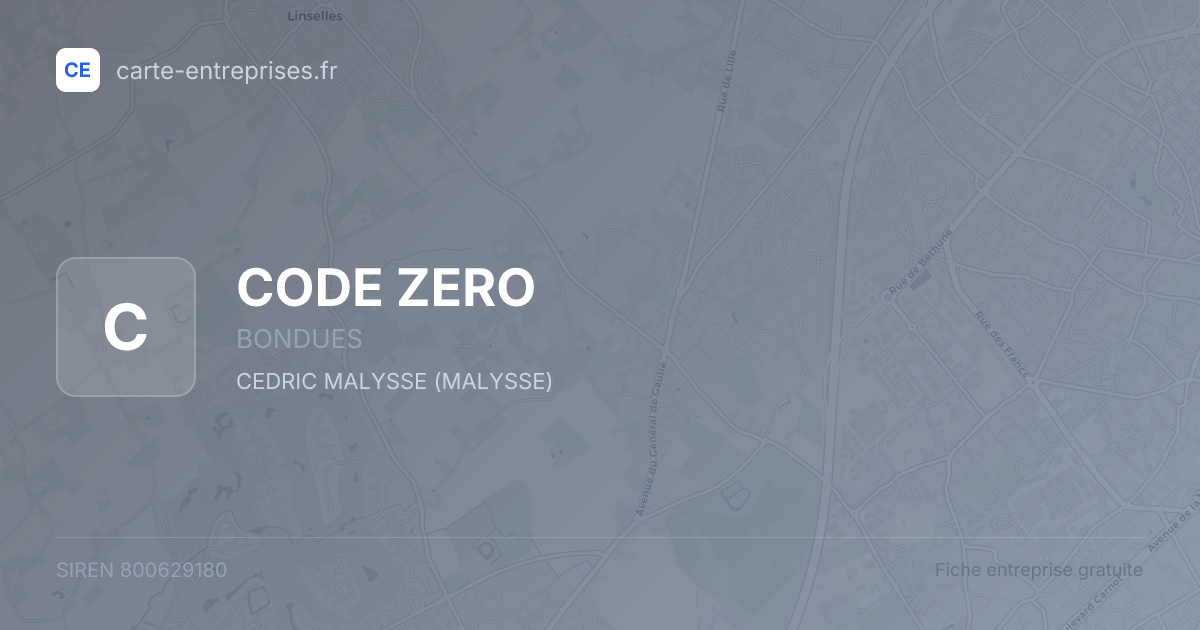 CODE ZERO — 800629180 — fiche entreprise
