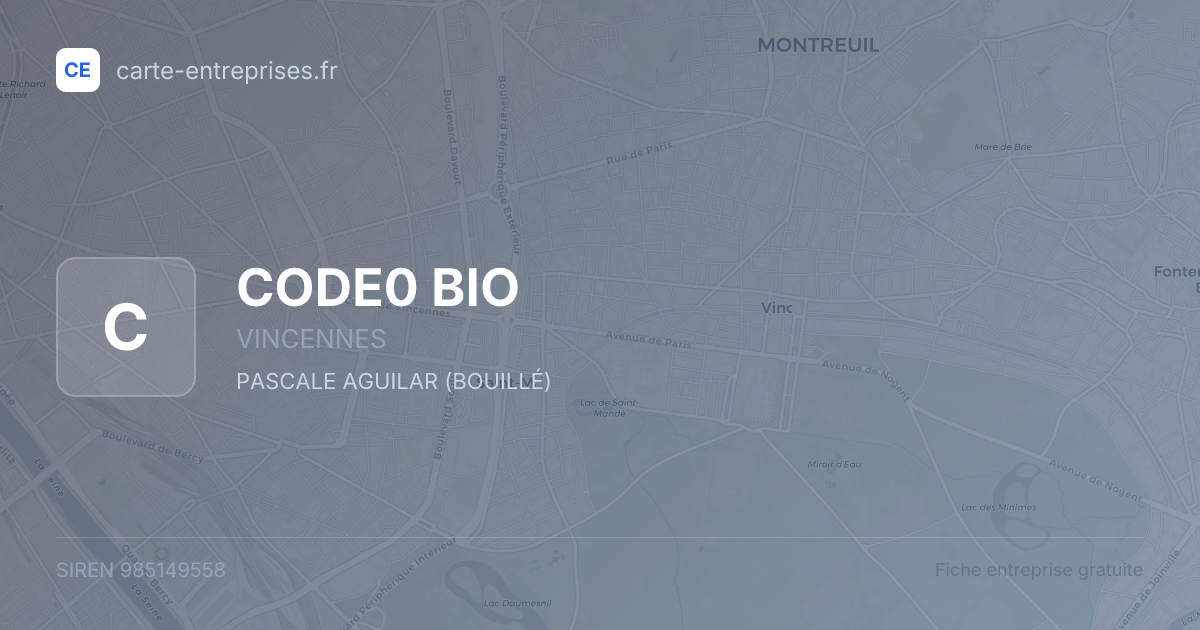CODE0 BIO — 985149558 — fiche entreprise