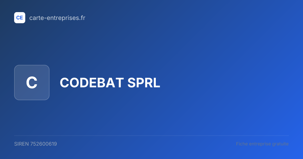 CODEBAT SPRL — 752600619 — fiche entreprise