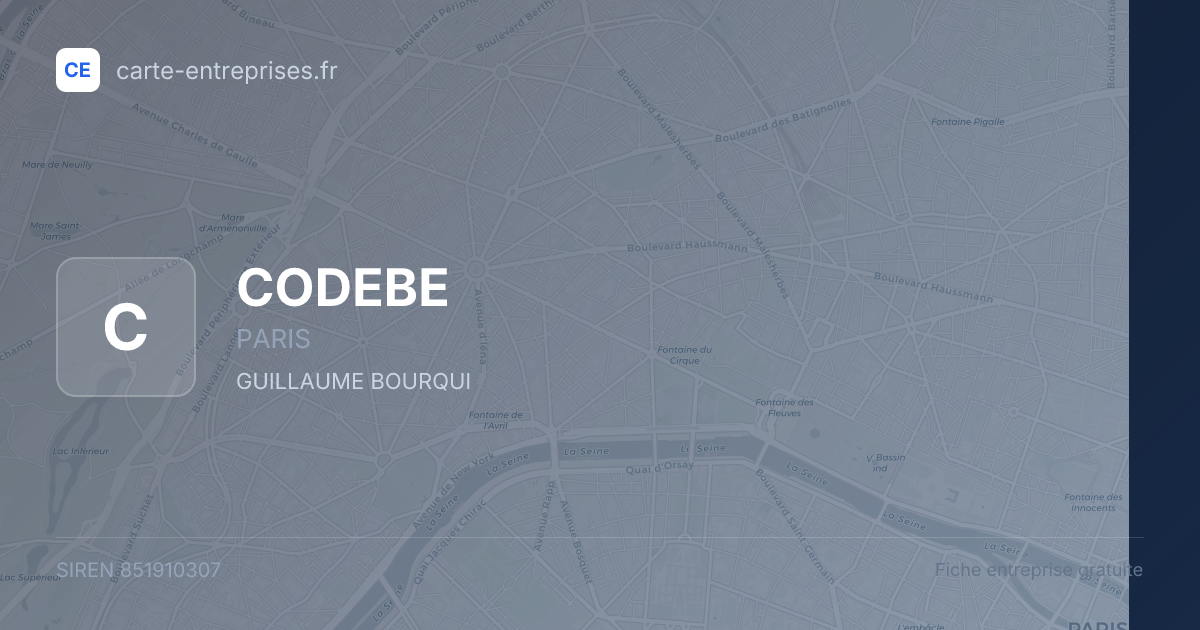 CODEBE — 851910307 — fiche entreprise