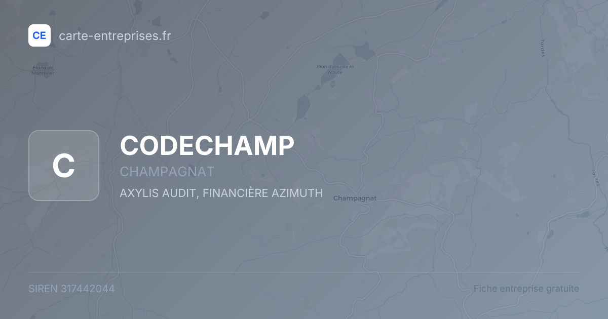 CODECHAMP — 317442044 — fiche entreprise