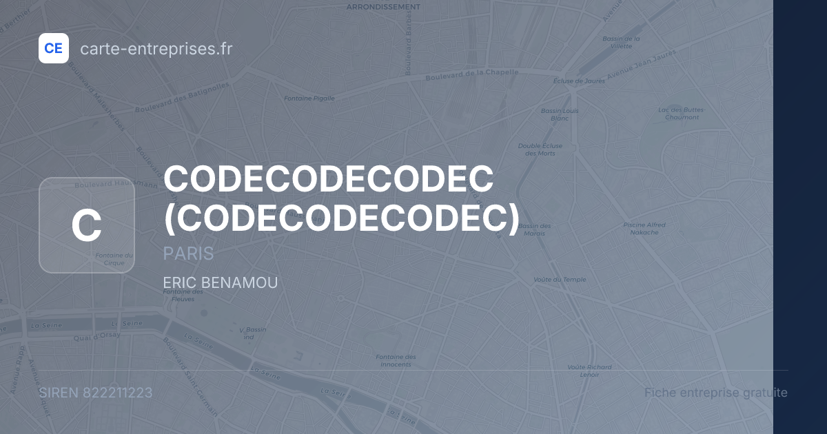 CODECODECODEC — 822211223 — fiche entreprise