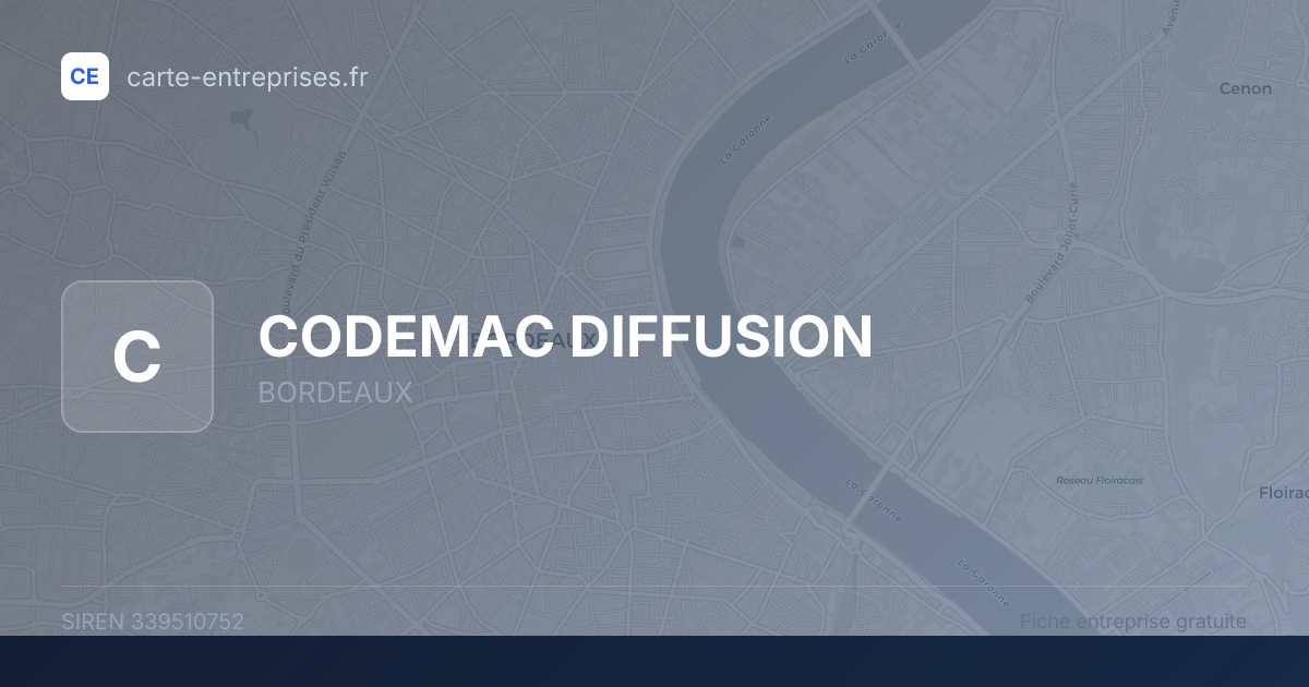 CODEMAC DIFFUSION — 339510752 — fiche entreprise