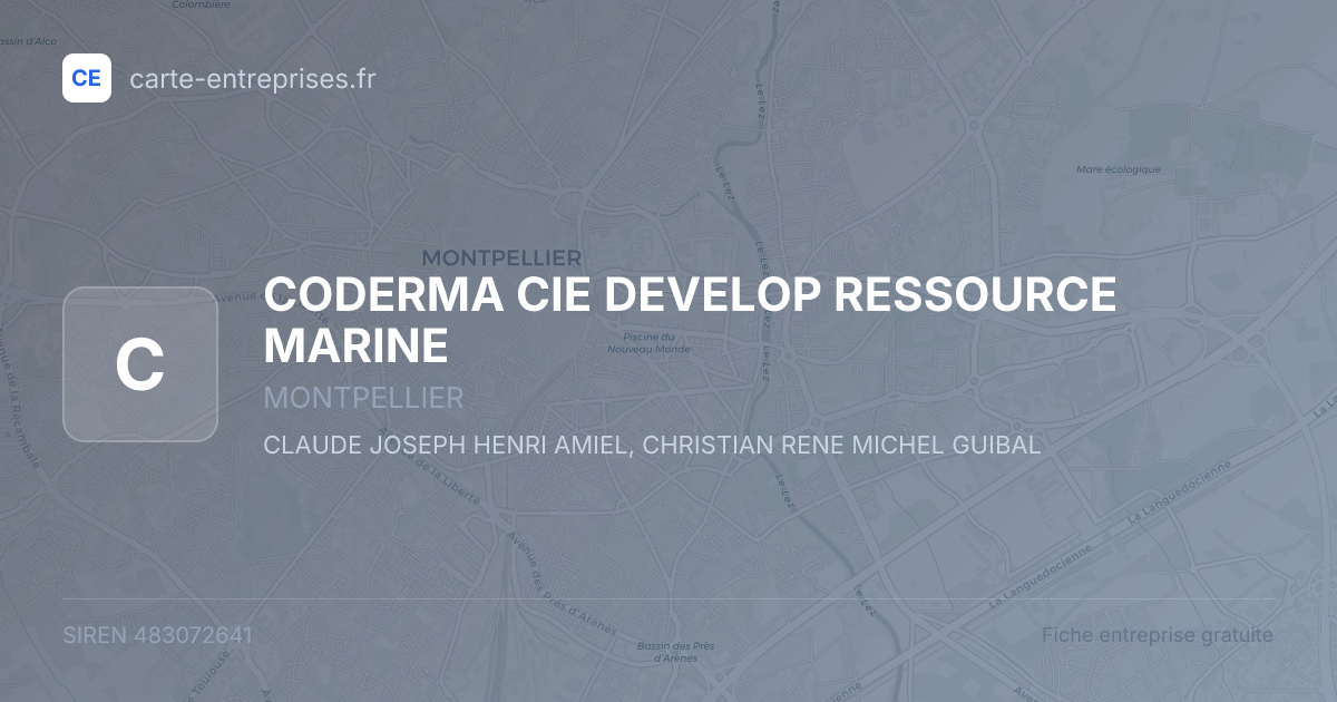 CODERMA CIE DEVELOP RESSOURCE MARINE — 483072641 — fiche entreprise