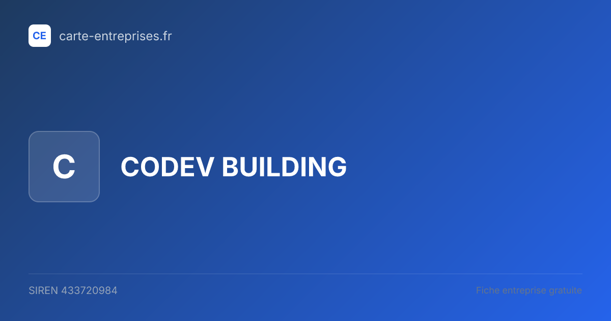 CODEV BUILDING — 433720984 — fiche entreprise