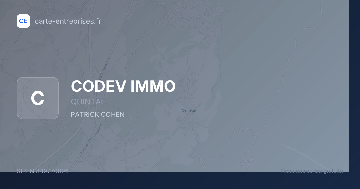 CODEV IMMO — 849770896 — fiche entreprise