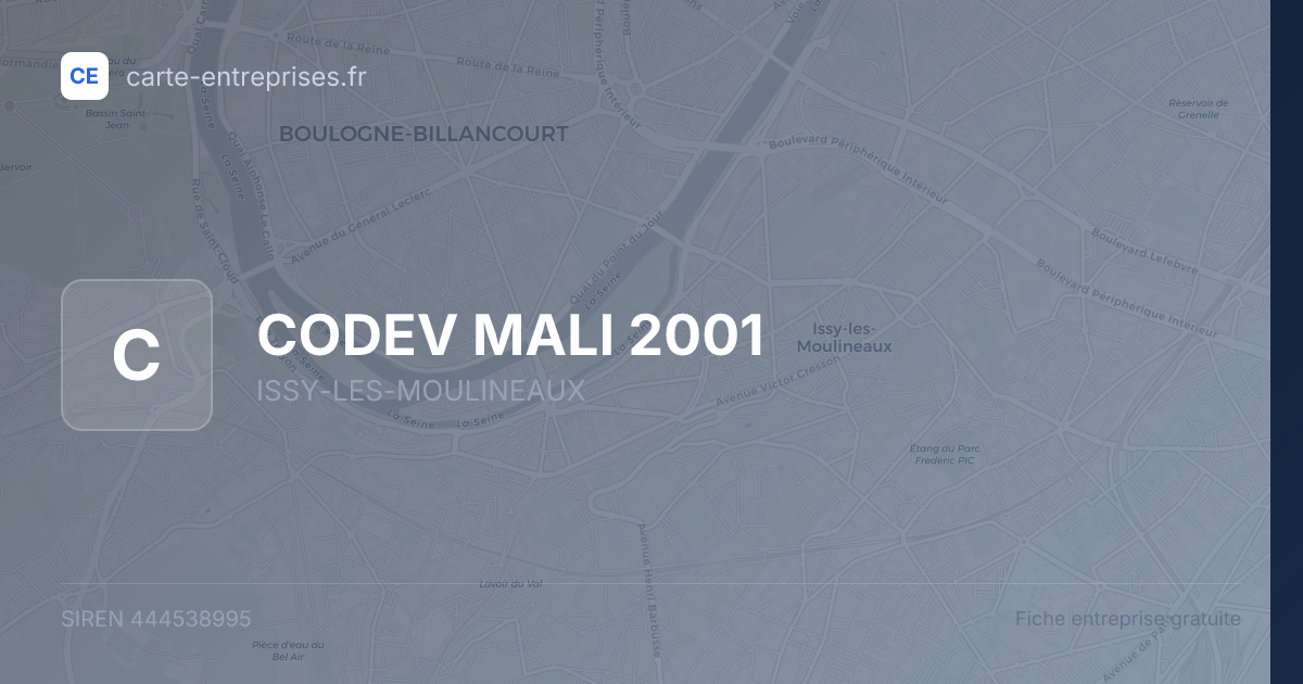 CODEV MALI 2001 — 444538995 — fiche entreprise