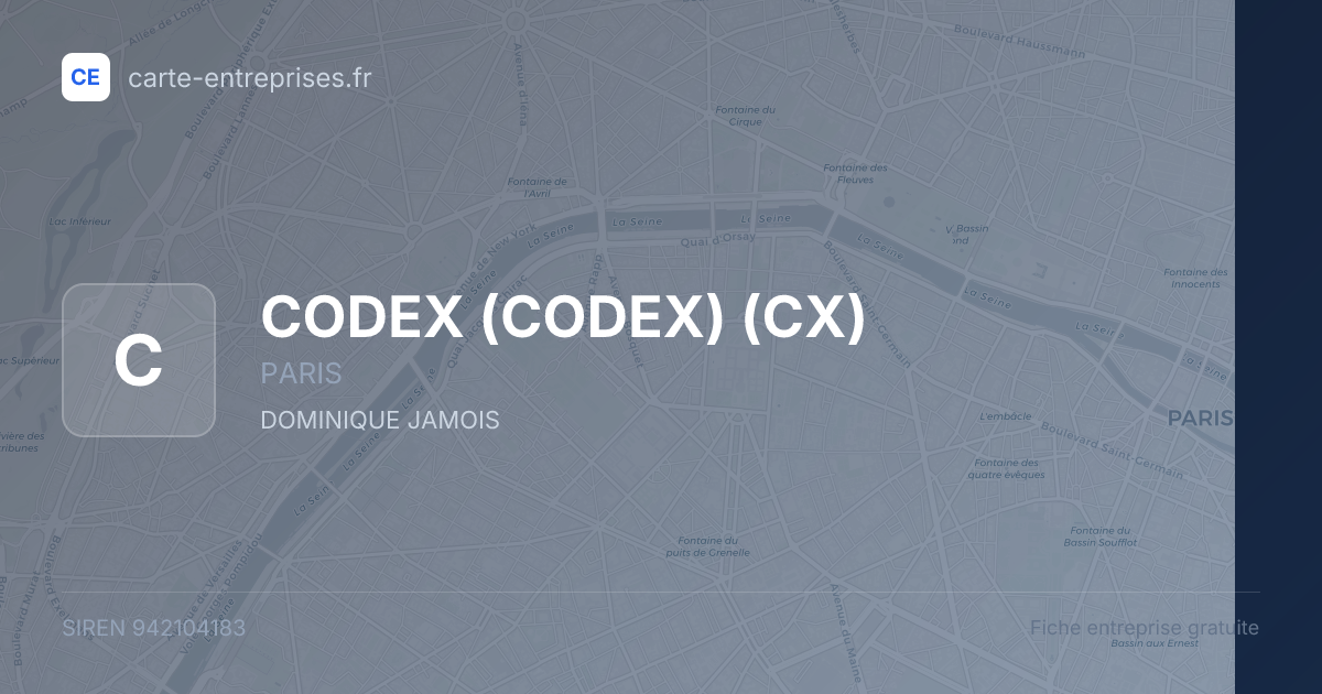 CODEX (CODEX) (CX) — 942104183 — fiche entreprise