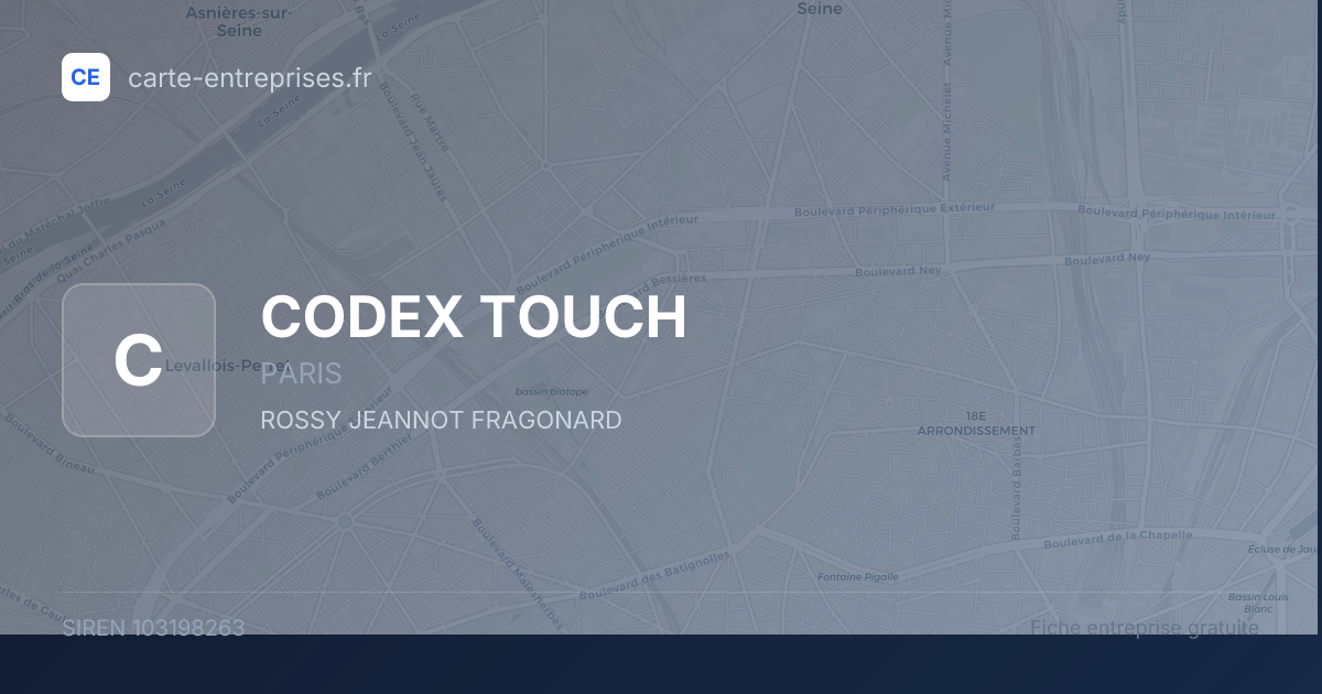 CODEX TOUCH — 103198263 — fiche entreprise