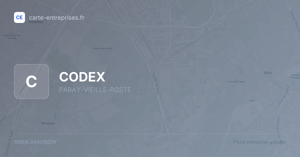 CODEX — 340018019 — fiche entreprise