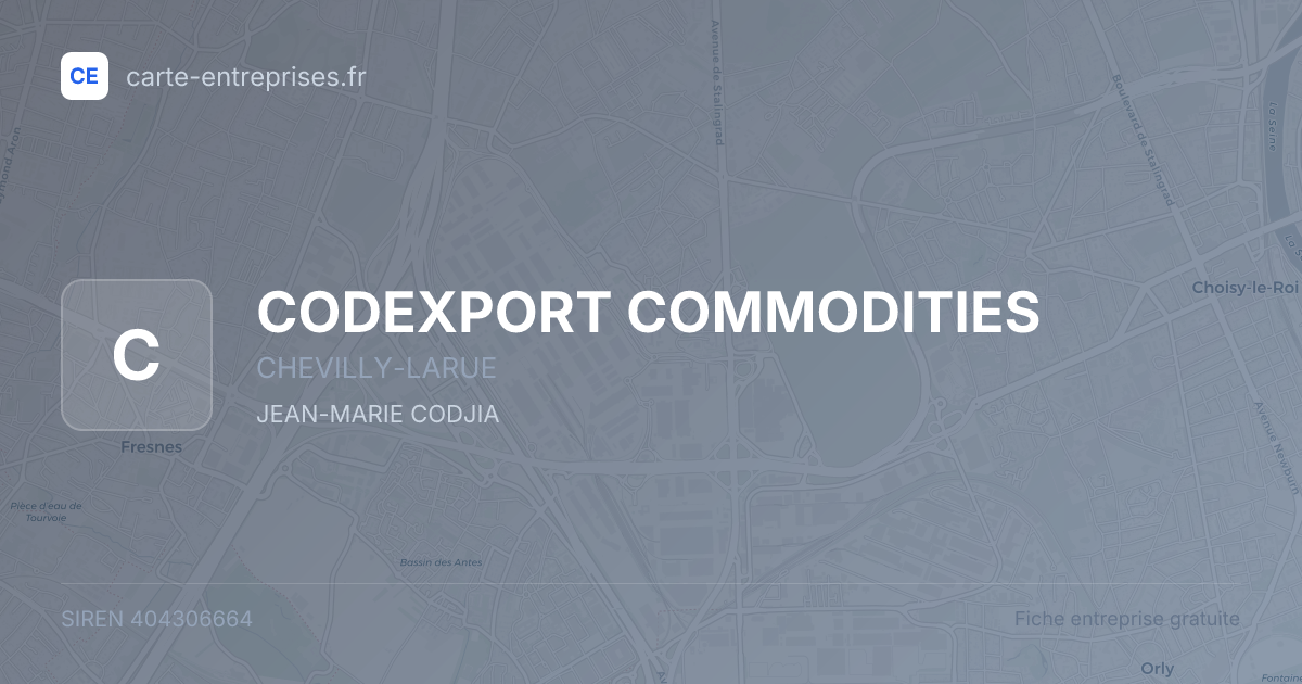 CODEXPORT COMMODITIES — 404306664 — fiche entreprise